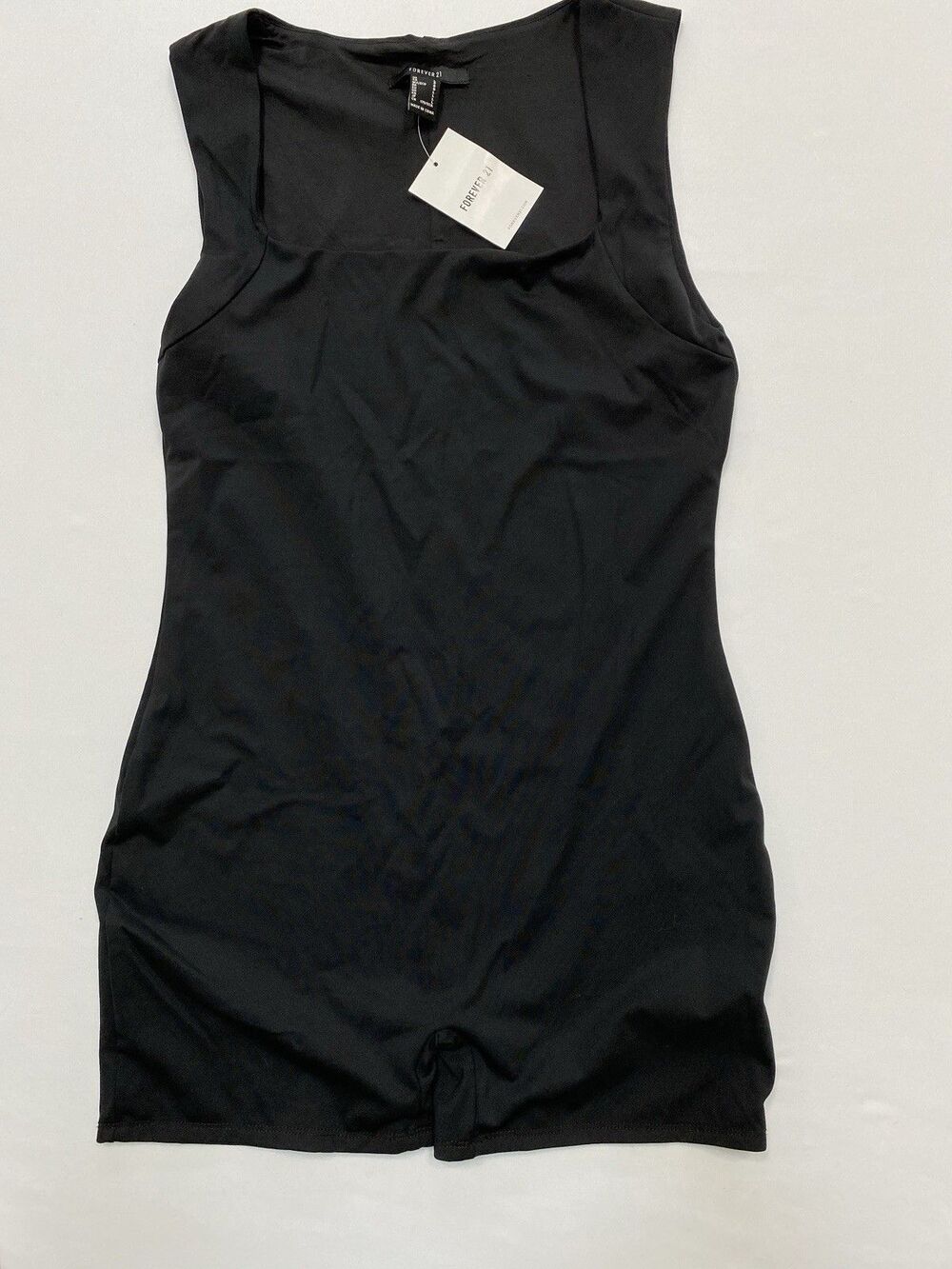 Forever 21 Womens Size Large Black Square Neck Sleeveless Romper Bodysuit